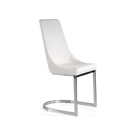 MOMMA HOME Set de 2 Sillas de Comedor - Modelo Brand - Color Blanco Roto/Plata - Ecopiel/Acero Inoxidable - 45 x 55 x 97H/49 cm (1/4)