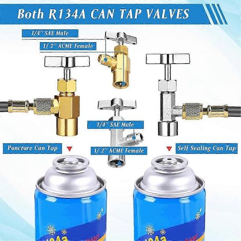 Kit de acoplamiento rápido adaptador AC R134A, válvula de grifo de tanque R134a para carretera