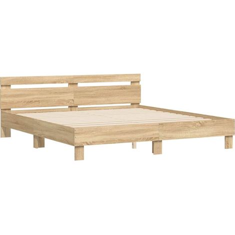 Bed Frame Sonoma oak Engineered wood, Plywood Super King Durable vidaXL (1/4)