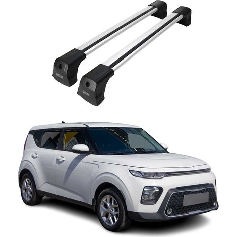 OMAC Barres de toit compatibles avec Kia Soul III 2020-2026 – 2 barres – Antivol inclus – Aluminium Argent (1/4)