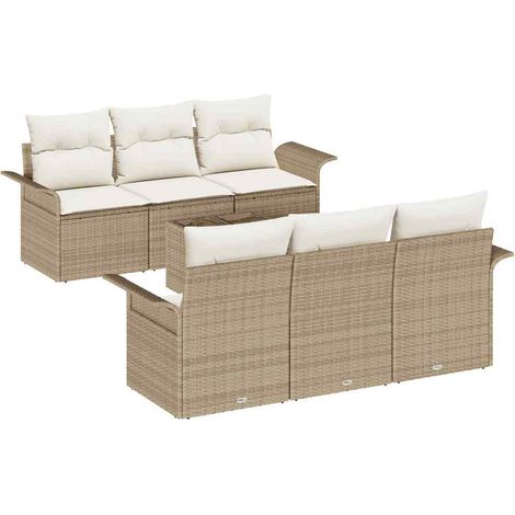Garden Sofa Set 7 pcs Beige Poly Rattan vidaXL (1/5)