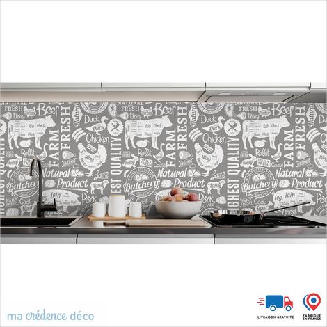 Crédence : Boucherie et graphisme 2 - Couleur Gris platine - Alu composite - 120 - 60 (1/3)