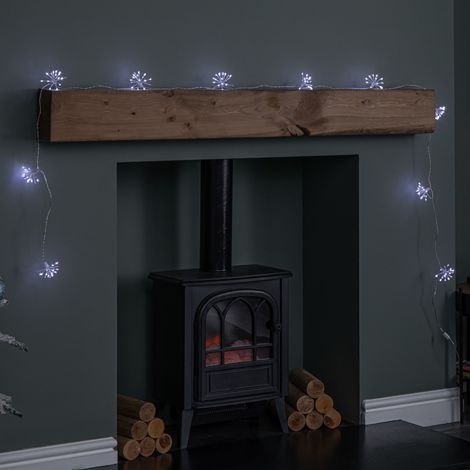 2.7m Set of 10 Twinkling Christmas Starburst String Lights with 200 White LEDs (1/5)
