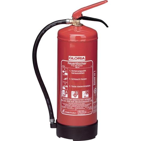 Gloria – Extincteur à poudre 6kg – Homologué classes A, B, C – Soupape à levier pour transport – Pour gaz liquéfié et fioul (1/7)