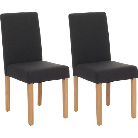 [NON UTILIZZATO] Set 2x sedie Littau tessuto soggiorno cucina sala da pranzo 43x56x90cm nero piedi chiari (1/5)