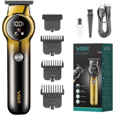(or)Men's Beard Trimmer - Rechargeable Electric - Ceramic Blades - USB - 180 min Battery - 7000 rpm - Gold (1/5)