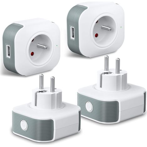 ZOLGINAH Prise connectée alexa 16A USB prise Compatible avec Alexa et Google Home Programmable avec Contrôle à Distance, Contrôle Vocal et Fonction de Temps (501-4Pack) (1/5)