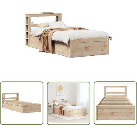 vidaXL Cadre de lit avec tête de lit 90x190 cm bois de pin massif (1/5)