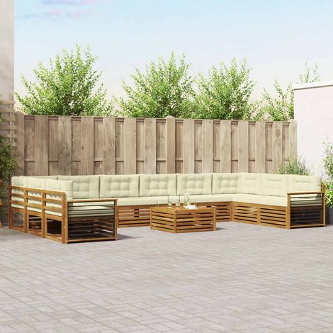 Sofagarnituren 11 pcs Natur und Creme Massivholz Akazie (1/5)