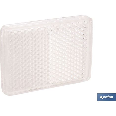 Catadioptrique rectangulaire blanc 56 x 39 mm avec adhésif résistant aux intempéries (1/4)