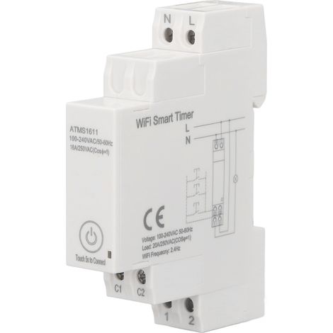Interrupteur Minuterie Intelligent ATMS1611, Commande Simple Pôle avec Écran Tactile, AC100-240V, Programmation Flexible (1/5)