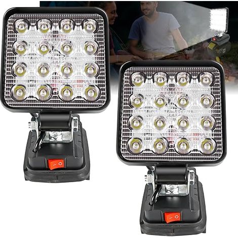 Lot de 2 lampes à batterie : projecteur de chantier LED 18 V 27 W, projecteur de travail LED multifonctionnel, lampe de chantier portable, lampe de travail à LED pour batterie lithium-ion (1/5)