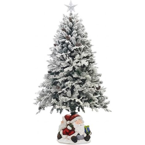 Supporto per Albero di Natale base decoro con Babbi Natale e pacco regali Decorativo natalizio Stabile in Resina Porta Albero per Decorazioni Natalizie elegante simpatico (1/5)