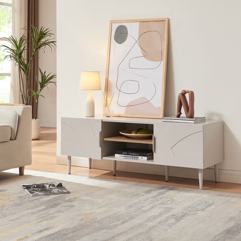 Fernsehtisch Starvili mit 2 Türen 120x40x45 cm Beige [en.casa]
