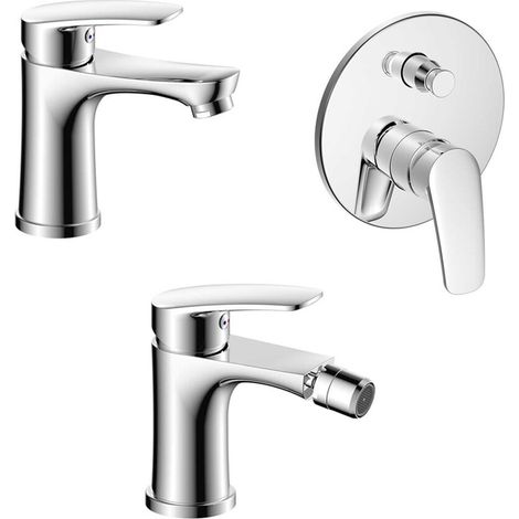 Set miscelatore lavabo bidet e doccia ad incasso con deviatore cromato Tiny (1/5)