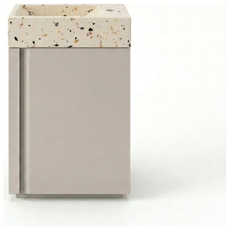 Saniclass Chaci Ensemble de lavabo - 40x65cm - 1 porte - 1 trou de robinet - droite - lavabo terrazzo - cotton mat (beige)