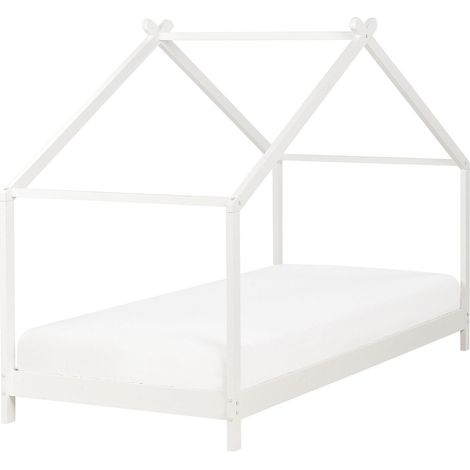 Lit Simple Moderne Bois de Pin 90 x 200 cm Chambre Enfant Blanc Orlu (1/5)