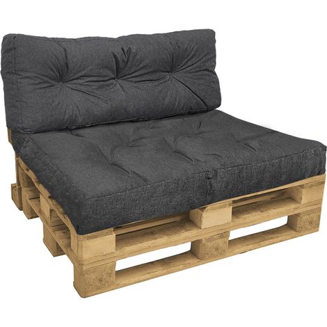 VOUNOT® Palettenkissen 2er Set für Indoor und Outdoor, Palettenpolster Wasserdicht Palettensofa, Grau