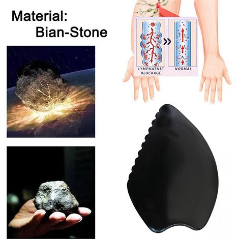 Outil de Gua Sha en Pierre Noire pour Massage Facial et Corporel - Soin de la Peau (1/4)