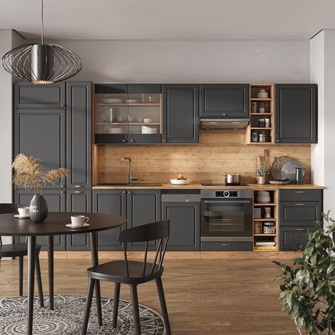 Cuisine Fame-Line, Anthracite Campagne/Chêne doré, 355 cm , PT Chêne, Vicco