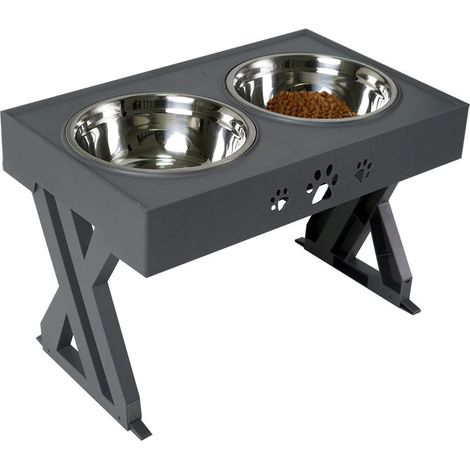 Bols pour Chiens surélevés pour Grands Chiens Bol pour Chiens surélevé - S'ajuste à 3 hauteurs, 2,8", 7,5", et 11,6'' Support (Noir) (1/5)