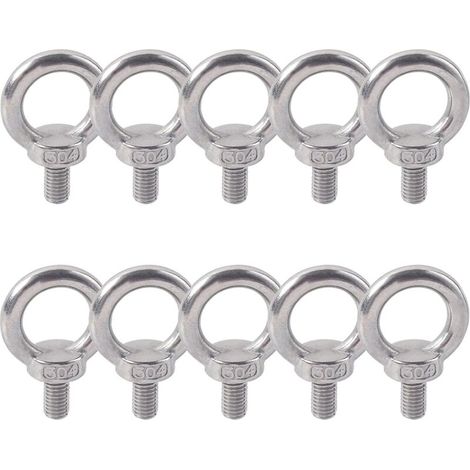 Anneau De Levage 304 Acier Inoxydable Filetage Mâle Boulon À Oeil M6X11 Boulon Vis Machines Épaule Levage de Poids Marin Boulons 10 PCS,4.22.61cm (1/5)