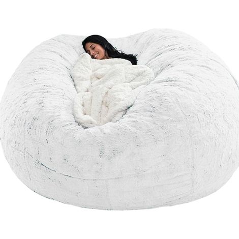 Housse moelleuse pour pouf adulte (sans garniture) blanche 130 x 60 cm (1/5)