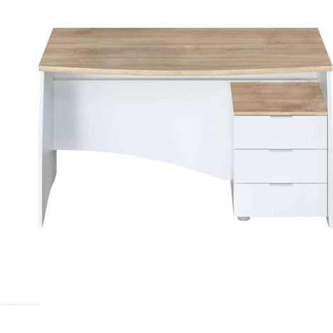 Mesa despacho Zoe con buc tres cajones Blanco Artik combinado Roble canadian 74 cm (alto) x 136 cm (ancho) x 67 cm (prof.) (1/5)