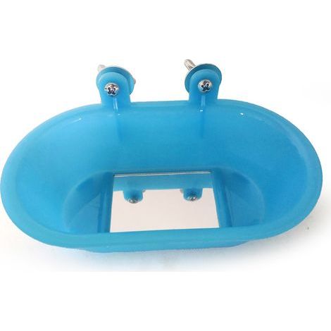 Kleine Papageien-Spielzeugbadewanne mit Spiegel, geeignet für Vögel, Pfingstrosen-Tigerfell, kann angebracht werden (Einwegspiegel) (1/5)