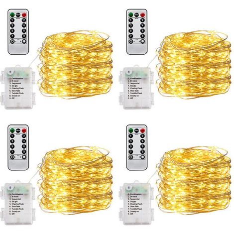 Lot de 4 guirlandes lumineuses extérieures, 5 m, lumière décorative chaude pour Noël et jardin (1/5)
