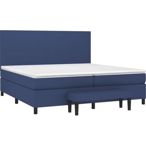vidaXL Giroletto a Molle con Materasso Blu 200x200 cm in Tessuto (1/4)