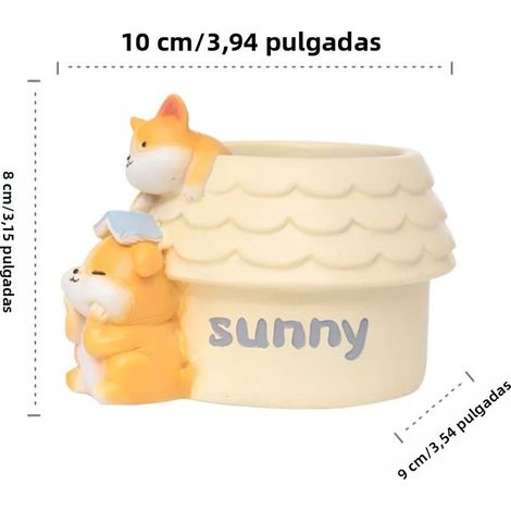 Pot à fleurs en résine en forme de chien, pot décoratif pour plantes et jardin, ornement de bureau et de jardin de style cartoon. (1/5)