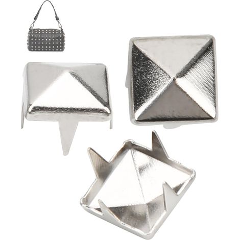 400 pièces 4-7mm tête de clou pyramide carré en laiton bricolage artisanat du cuir Rivets vêtements sacs à chaussures accessoires de décoration en cuir 6mm (1/5)