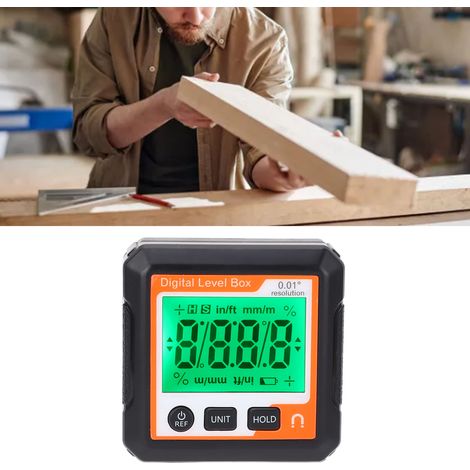 Digitaler Neigungsmesser, Wasserwaage, Winkelmesser, Winkelmesser mit orangefarbenen und weißen Magnetstreifen (1/5)