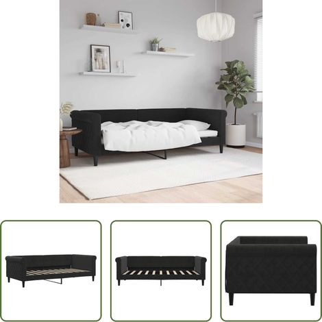 Sofa - Tagesbett Schwarz 90x190 cm Samt (1/5)