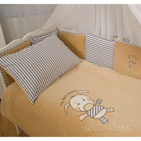 Juego de ropa de cama de algodón de 3 piezas, 100x135 cm, color marrón "Mejor amigo".