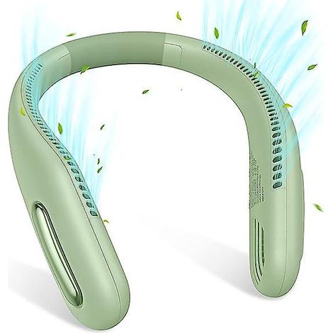 (vert) Ventilateur De Cou Portable, Mini Ventilateur Mains Libres Avec Ventilateur Personnel Rechargeable Et Lger, Sans Lame Pour Intrieur Et Extr (1/5)