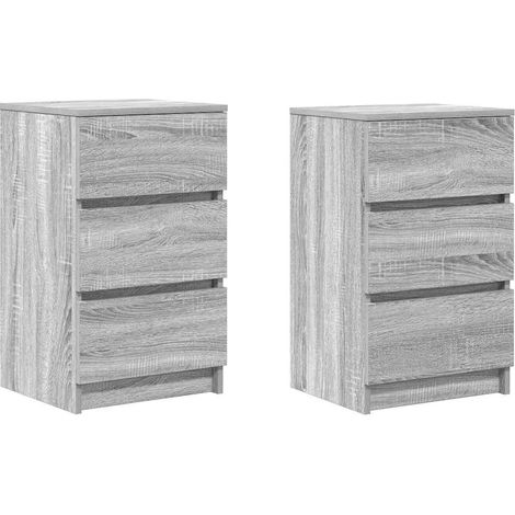 Maison Exclusive - Mesillas de noche con 3 cajones 2 uds gris Son