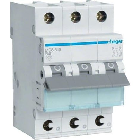 HAGER MCS340 C-TYPE 3P 3 MODULE (S) CIRCUIT BREAKER - CIRCUIT BREAKERS (40 À, 52.5 MM, 70 MM, 83.4 MM, -25 - 60 °C, -25 - 80 °C)