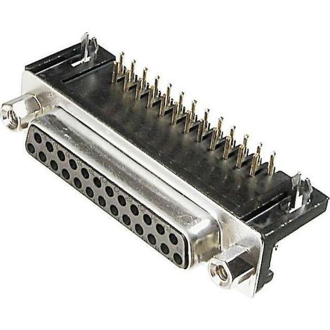 Connecteur D-Sub - Fiche Femelle 25 Broches - Angle Droit 90° - À Souder - 1 Pièce
