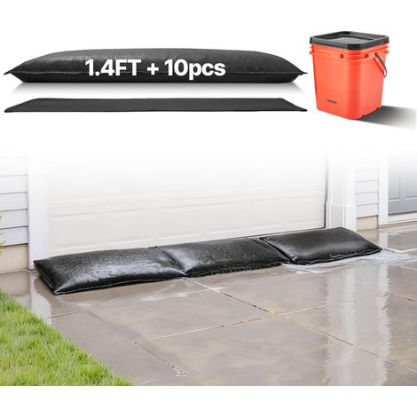 VEVOR Barriera Antiallagamento Set di Sacchi di Sabbia per Protezione dallAllagamento 10 pezzi 43x83 cm, Sacco di Sabbia dallAcqua Senza Sabbia 10 pz per Porte di Garage Officina (1/5)