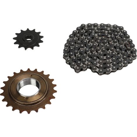 Kit chaîne 114 maillons, pignon 410 22T (22 dents), pignon 410 13T (13 dents) pour scooters, motos et vélos. (1/5)