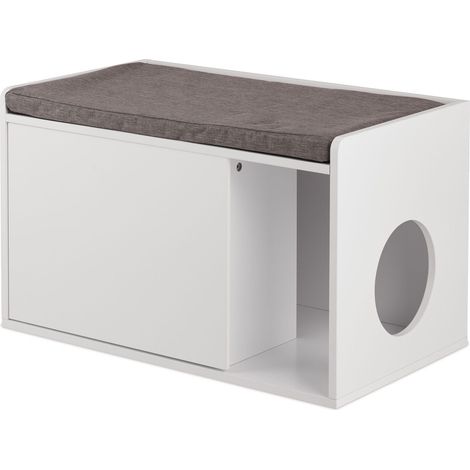 Mobile per gatti con comoda seduta a panca 80 x 50 x 45 cm stile moderno bagno in legno bianco 130011108