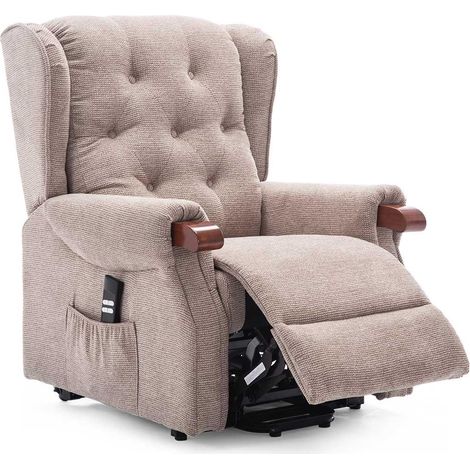 HARROGATE DUAL RISE REC BEIGE FABRIC RECLINER (1/5)
