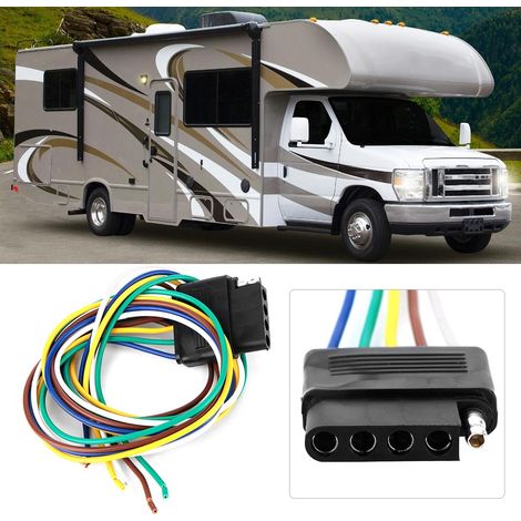 Connecteur femelle 36 pouces pour remorque, faisceau électrique plat 5 voies, prise d'extension avec fil, attelage, camping-car, 91 cm (1/5)