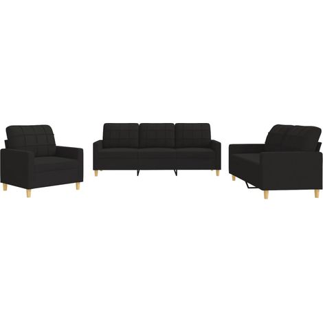 Maison Exclusive - Set di Divani 3 pz con Cuscini Nero in Tessuto