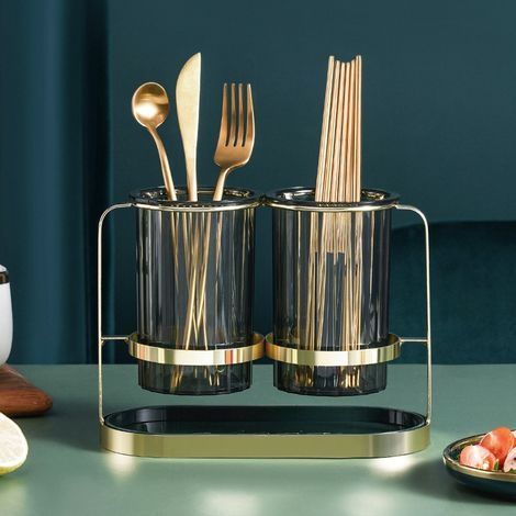 Multifunktionaler Essstäbchenhalter, luxuriöser Besteckabtropfer, Löffel, Gabel, Essstäbchen (1/4)