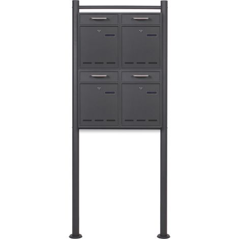 Buzón 2x2 antracita V53 buzón con soporte, cerradura y ventanas pequeñas (1/5)