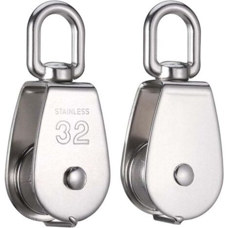 Pair Satz mit 2 32-mm-M32-Edelstahl-304-Riemenscheiben – Einzelrolle mit einer maximalen Traglast von 250 kg – Für den Innen- und Außenbereich