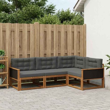vidaXL Outdoor-Sofagarnitur mit Kissen 4 pcs Natur und Anthrazit (1/5)